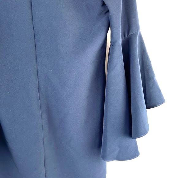 Milly Nicole Navy Italian Cady Bell Sleeve Shift Dress - Picture 6 of 11